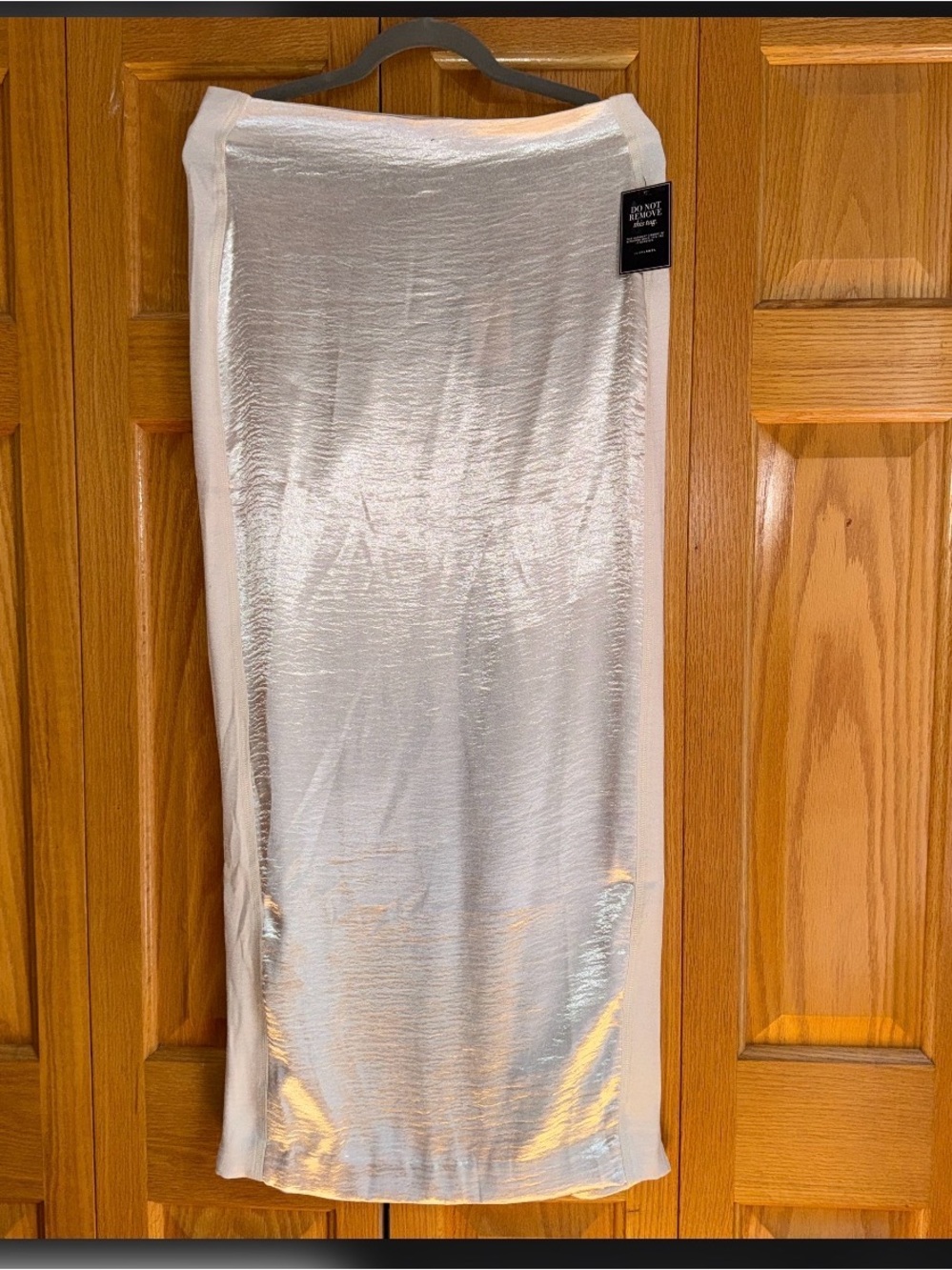 JLUXLABEL Silver Metallic Maxi Skirt